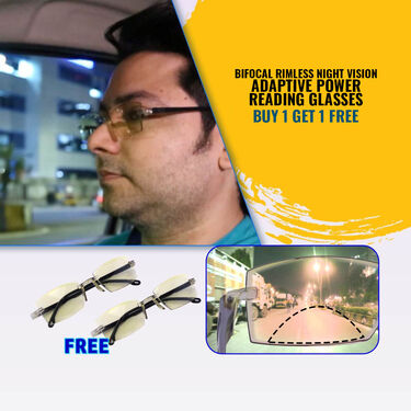 Bifocal Rimless Night Vision Adaptive Power Reading Glasses - Buy 1 Get 1 FREE (BORG23)