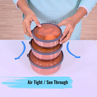 5 Stainless Steel Bowl + 5 Push & Lock Lid (10PL5)