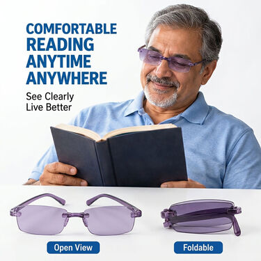 Rimless Folding Adaptive Power Mobile Protection Reading Glasses B1G1 (FORG10)