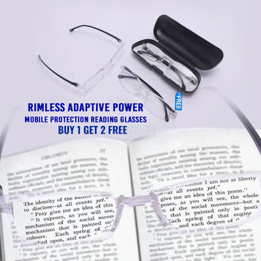 Rimless Adaptive Power Mobile Protection Reading Glasses Buy 1 Get 2 FREE (3MPORG)