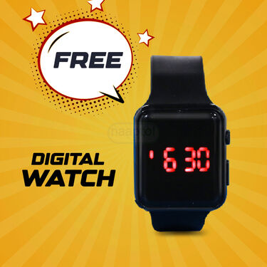 5 Designer Collar T-Shirts + FREE Digital Watch (5PTW5)