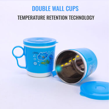 6 Pcs Double Wall Designer Cup With Lid (6CL)
