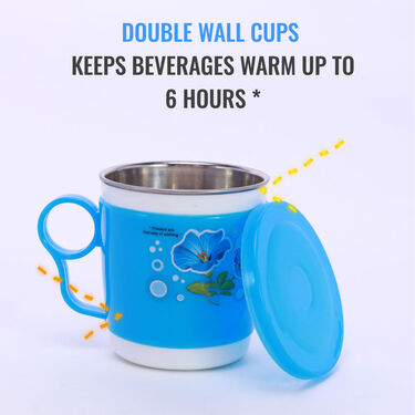 6 Pcs Double Wall Designer Cup With Lid (6CL)