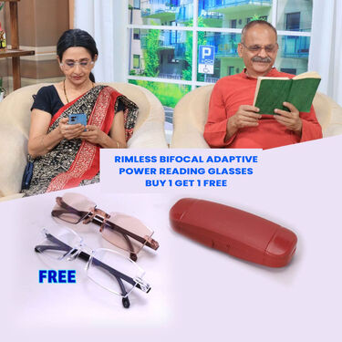 Rimless Bifocal Adaptive Power Reading Glasses B1G1 Free (BORG18)