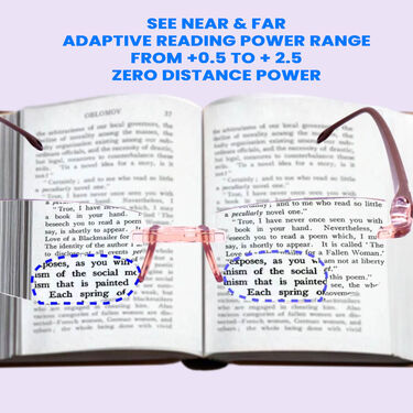 Rimless Bifocal Adaptive Power Reading Glasses B1G1 Free (BORG18)