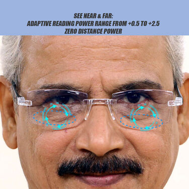 Rimless Adaptive Power Bifocal Reading Glasses B1G1 (BORG4)