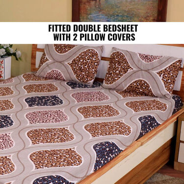 Fitted Double Bed Sheet With 2 Pillow Covers (DBS13)