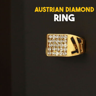 Golden Watch + 2 Golden Chain + Bracelet + Diamond Ring (MGW2CBR)