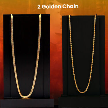 Golden Watch + 2 Golden Chain + Om Pendant + OM Ring + OM  Bracelet (MGW2CBRP1)