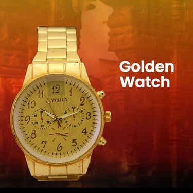 Golden Watch + 2 Golden Chain + Om Pendant + OM Ring + OM  Bracelet (MGW2CBRP1)