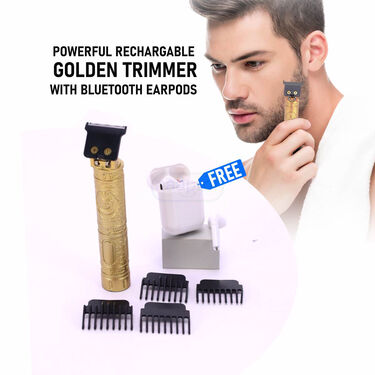 Stylish Golden Trimmer With Free Wireless Earpod (PMT1WP)