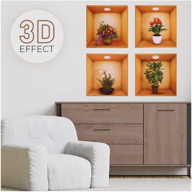 Pack of 4 - 3D Wall Stickers (3DWS1)