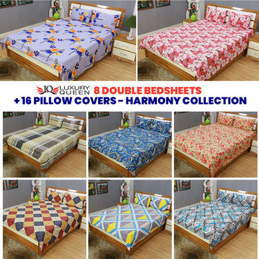 Pack of 8 Harmony Collection Double Bedsheets Set (8BS43)