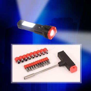 Rechargeable 6 in 1 Emergency Torch Light + 21 pcs Screwdriver Tool Kit (L39)