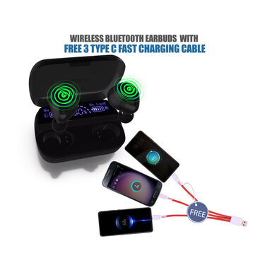 Wireless Bluetooth Earbuds With Free 3 Type C Fast Charging Cable (TWS61)