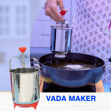 Stainless Steel Vada Maker + Coconut Scrapper + Dosa Batter Spreader + Free Coconut Opener (VMCS2)