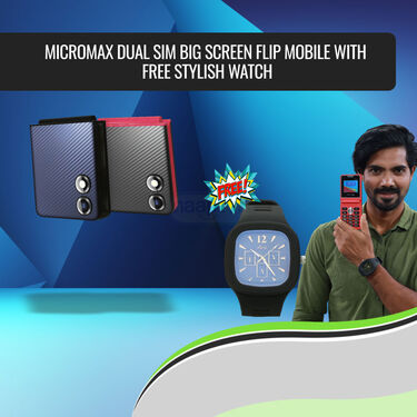 Micromax Dual Sim Big Screen Flip Mobile With Free Stylish Watch ( X1Flip)